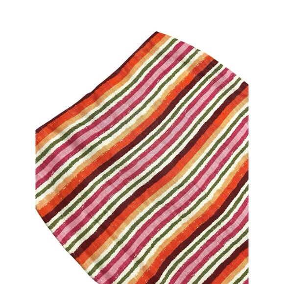Talbots Striped Linen Pencil Straight Lined Mini Skirt Size 4 Spring Pink Orange - Picture 2 of 9